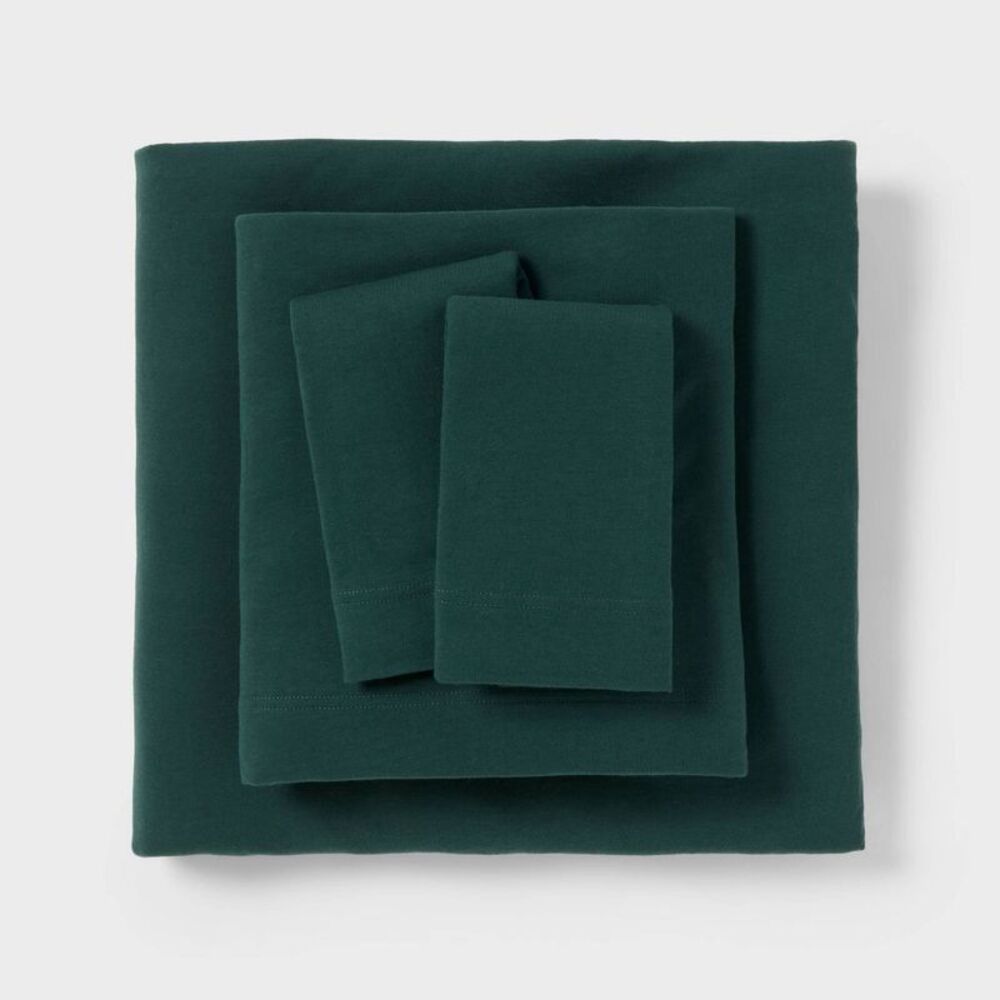 Queen Jersey Sheet Set Green Solid - Room Essentials